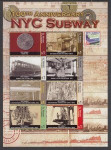 St Vincent 3433 NY Subway Souvenir Sheet MNH VF