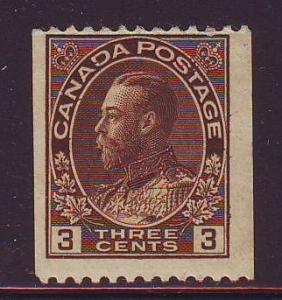 Canada Sc 134 1921 3 c brown  G V Admiral coil stamp mint