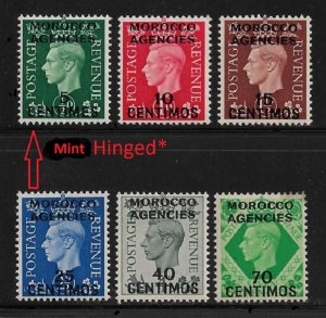 British Morocco Agencies 1937, Yvert # 71/76, 5c Mint*, the rest, MNH**