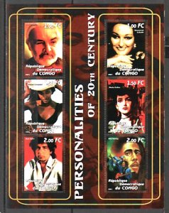 Congo Dem., 2001 Cinderella. Musicians, Maria Callas & Sean Connery sheet. ^