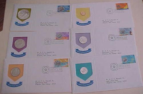 BRITISH VIRGIN ISLANDS COIN FDC 1973 SET OF 6 DIFF. UNADDRESSED