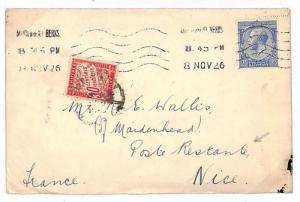 GB Cover Berks Maidenhead France Nice POSTE RESTANTE TAXE Postage Due 1926 S8