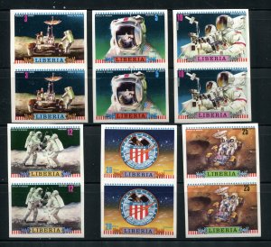 Liberia 1972 Sc 599-604 Pair Imperf Space Apollo 16 MNH 7776