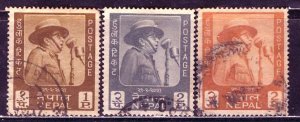 Nepal; 1964: Sc. # 173-175: O/Used Cpl. Set