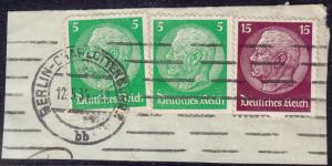 Germany - 1934 - Scott #418(2),423 - used on piece - BERLIN-CHARLOTTENBURG pmk