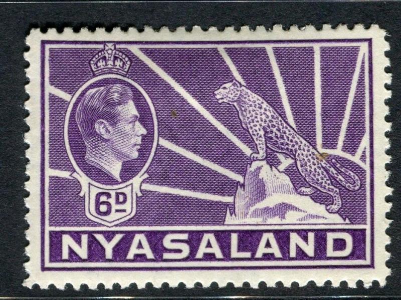 NYASALAND;  1938 early GVI issue fine Mint hinged 6d. value