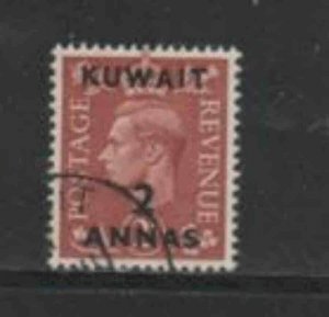 KUWAIT #75 1948 2a on 2p KING GEORGE VI SURCHARGED F-VF USED g