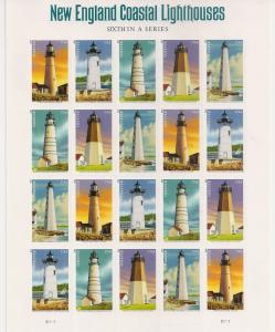 US 4791-4795 4791a New England Coastal Lighthouses forever sheet MNH 2013