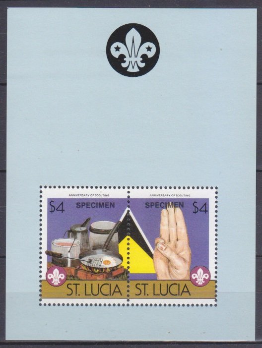 1986 St Lucia 830-31/B45 Scouts - overprint SPECIMEN