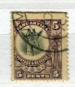 TANGANYIKA; 1922 early Giraffe issue used Shade of 5c. value, fair Postmark