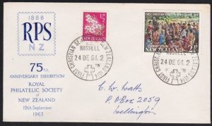 NEW ZEALAND 1964 cover 150th Anniv First Christian Service - Russell cds...B2032