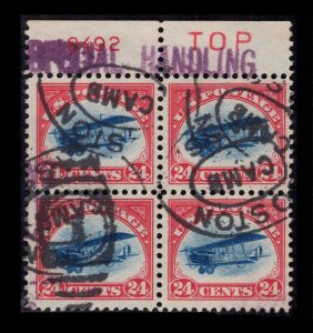 MOMEN: US STAMPS #C3 AIRMAIL USED PLATE BLOCK LOT #89275*