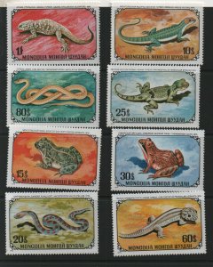 Thematis stamps MONGOLIA REPTILES/AMPHIBIANS 687/94 1972 687/94 mint