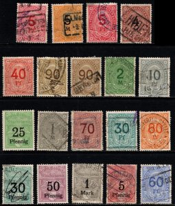 Vintage German Railway Freight Stamps Set/19 Used Values to 5M Mixed Condition