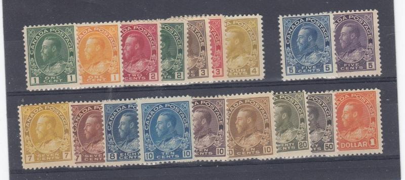 CANADA # 104-122 MNH/MLH /MH KGV SET OF 18 STAMPS CAT VALUE $1750