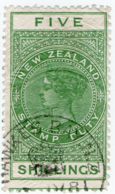 (I.B) New Zealand Revenue : Stamp Duty 5/- (Hawkes Bay)