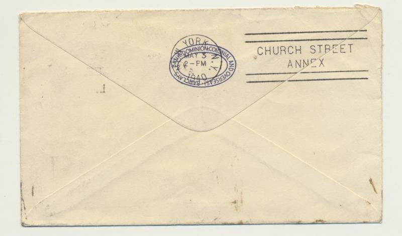 KENYA TO USA 1940 CENSOR (#2) COVER, SCARCE TYPE 1B H/S, 30c RATE(SEE BELOW)