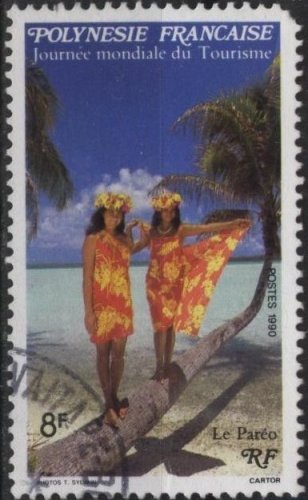 French Polynesia 546 (used, torn corner) 8f Int’l Tourism Day (1990)
