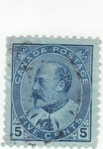 Canada - Scott # 91 - 5c Blue -  King Edward VII - Used