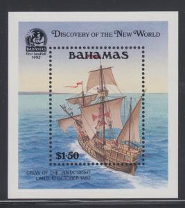 Bahamas Sc 725-729 MNH. 1991 Discovery of America + Souv Sheet, cplt VF