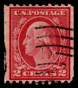 U.S. Scott #488: 1919 2¢ George Washington horiz. coil, Used, F