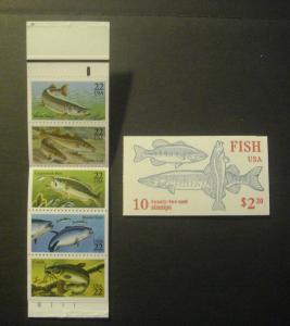 BK154, Scott 2209a, 22c Fish Booklet, #11111, scored perfs, MNH Beauty