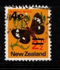New Zealand  #480 Magpie Moth Surcharged  - Used