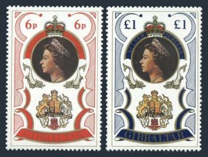 Gibraltar 338-339, MNH. Michel 316-317A. Reign of QE II,25, 1977. Arms-Dolphins.