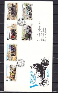 Jersey, Scott cat. 471-476. Antique Autos issue. First day cover. ^