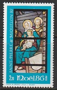 1986 St. Pierre and Miquelon - Sc 486 - MNH VF - 1 single -Holy family by Balmet