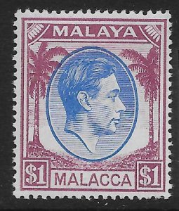 MALAYA MALACCA SG15 1949 $1 BLUE & PURPLE MTD MINT