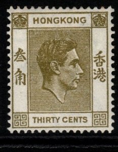 HONG KONG SG151a 1945 30c YELLOWISH OLIVE p14½x14 MTD MINT