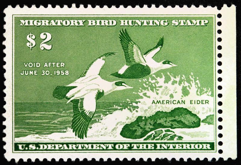 #RW24 $2 Emerald American Elders Duck Hunting 1957 VF *MNH* Jumbo Fresh 