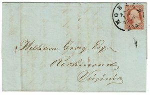 1859 Mobile, AL cancel on folded letter, 3c type I, $200