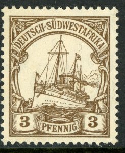 Germany 1901 Southwest Africa 3pf Brown Yacht Unwmk Scott # 13 Mint E788