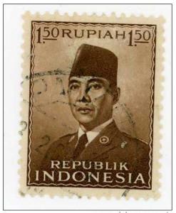 Indonesia 1951  - Scott 389 used - 1.50r, President Sukarno 