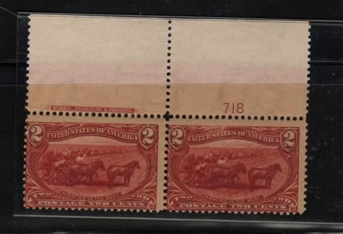 286 Mint NH pair with plate number 718