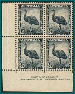 Australia 1942 Emu, 5.5d Authority imprint block, MNH #196,SG208