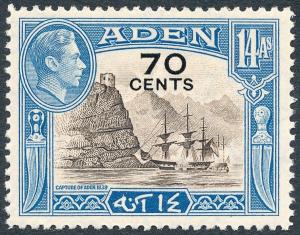 Aden 1951 70c on 14a Sepia & Light Blue SG42 MLH