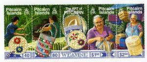 PITCAIRN ISLANDS 566 MNH STRIP/5  SCV $12.00 BIN $7.00  HANDICRAFTS