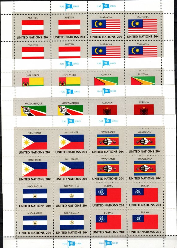 United Nations #374-89 MNH Flag Sheets CV $16.00  (X2291L)