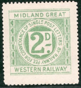 GB Ireland MGWR RAILWAY 2d Letter Stamp MIDLAND GREAT WESTERN Mint MNG WHITE27