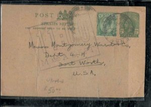 MALAYA  STRAITS COVER (P3008B)1928 KGV 2C PSC+2C  SENT PENANG TO USA 