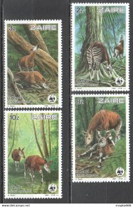 1984 Zaire Congo Wwf Animals Fauna Okapi #875-78 Michel 12 Euro 1Set ** Tk022