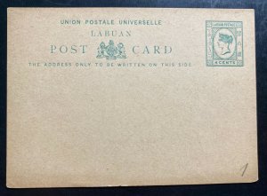 Mint Labuan Postal Stationery Postcard 4 Four Cents Green