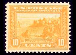 US 400 10c 1913 Panama Pacific Discovery of San Francisco Bay F-VF NH PF cert