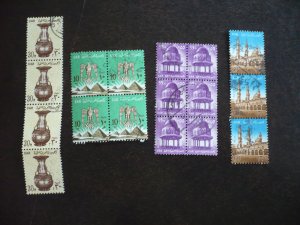 Stamps - Egypt - Scott# 605,609,612,613 - Used Blocks and Strips