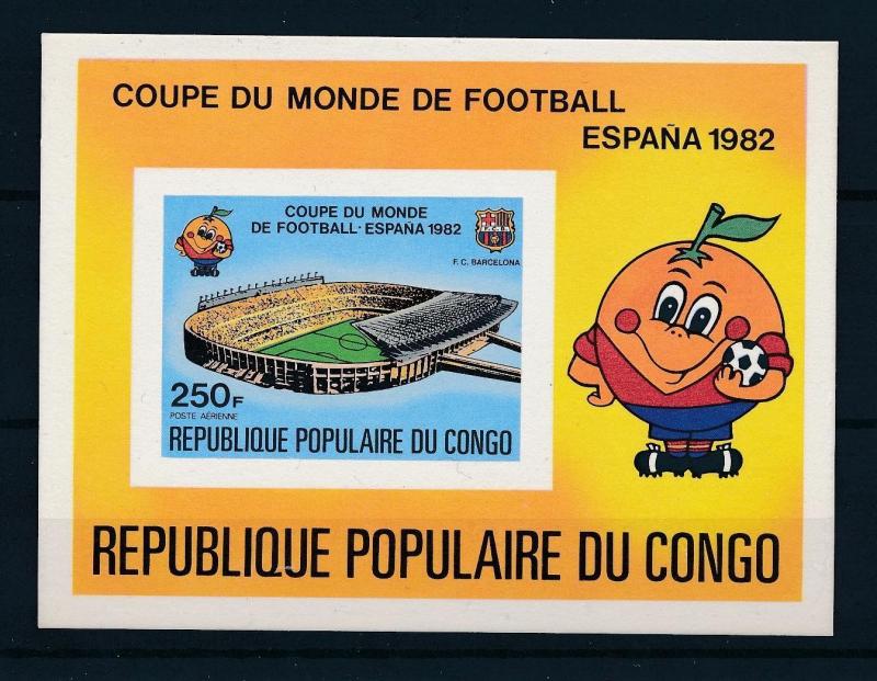 [60696] Congo Brazzaville 1980 World Cup Soccer Imperf on thick paper MNH Sheet