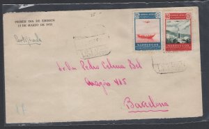 Spanish Morocco #C28-29  (1953 Airmail issue) on addressed non-cachet FDC