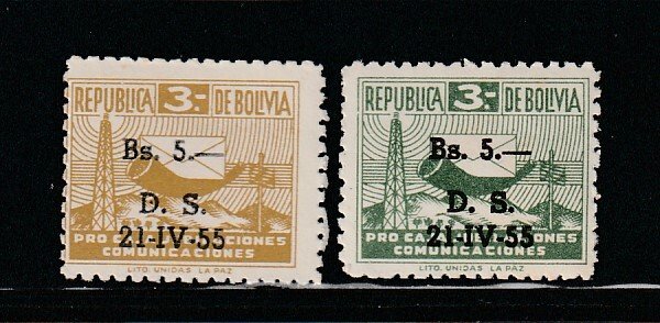 Bolivia RA21-RA22 Set MNH Surcharges (A)